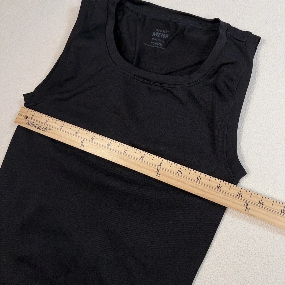 Spanx Ultra Sculpt Seamless Tank Top Men's M Black Powerful Compression Stretch - Picture 5 of 13